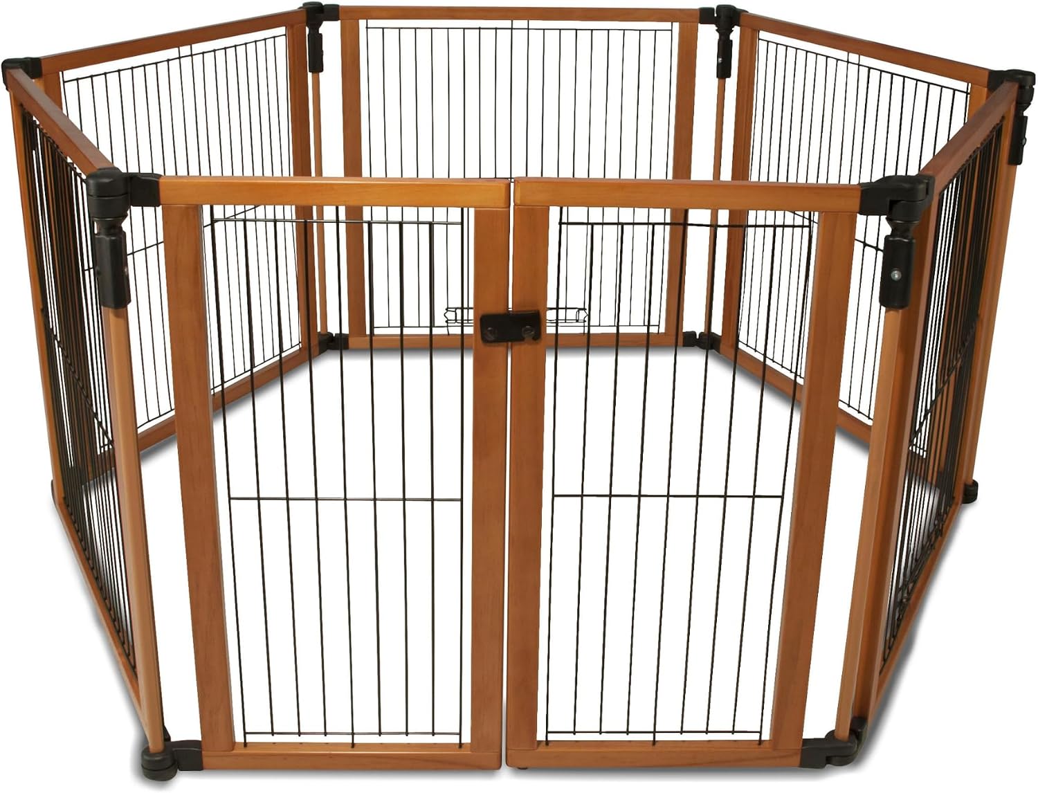 Cardinal Gates Pet Gate - Dog Playpen Indoor - Pet/Puppy Exercise Pen Great for Containment - 5 Fixed Panels and One 2-Part Panel with a Latch - Highly Configurable - USA Based