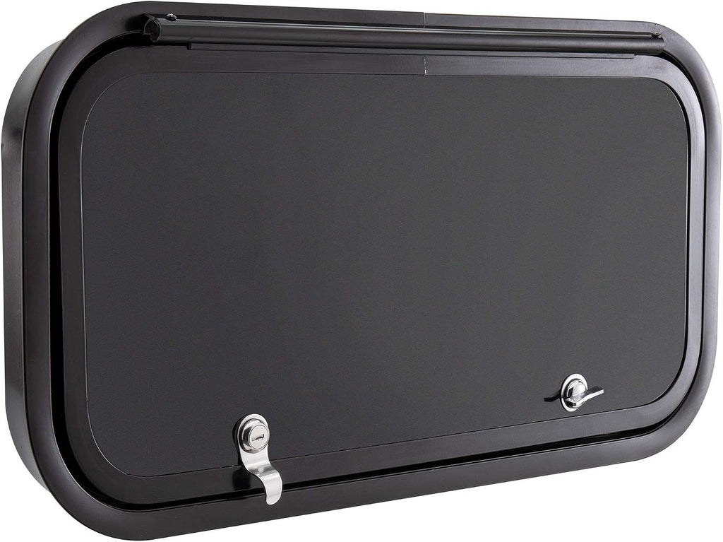 RecPro RV Baggage Door | Rounded Corners | Camper | Compartment Door | Black Fiberglass (36' W x 12' H) | Made in America