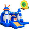 Kid Bounce House, Space Rocket Theme Inflatable Bounce House for 3-6 with 370W Blower, Basketball Hoop, Slide, Ball Pit (Balls Not Included), Storage Bag, Bouncy Castle for Indoor Outdoor Use