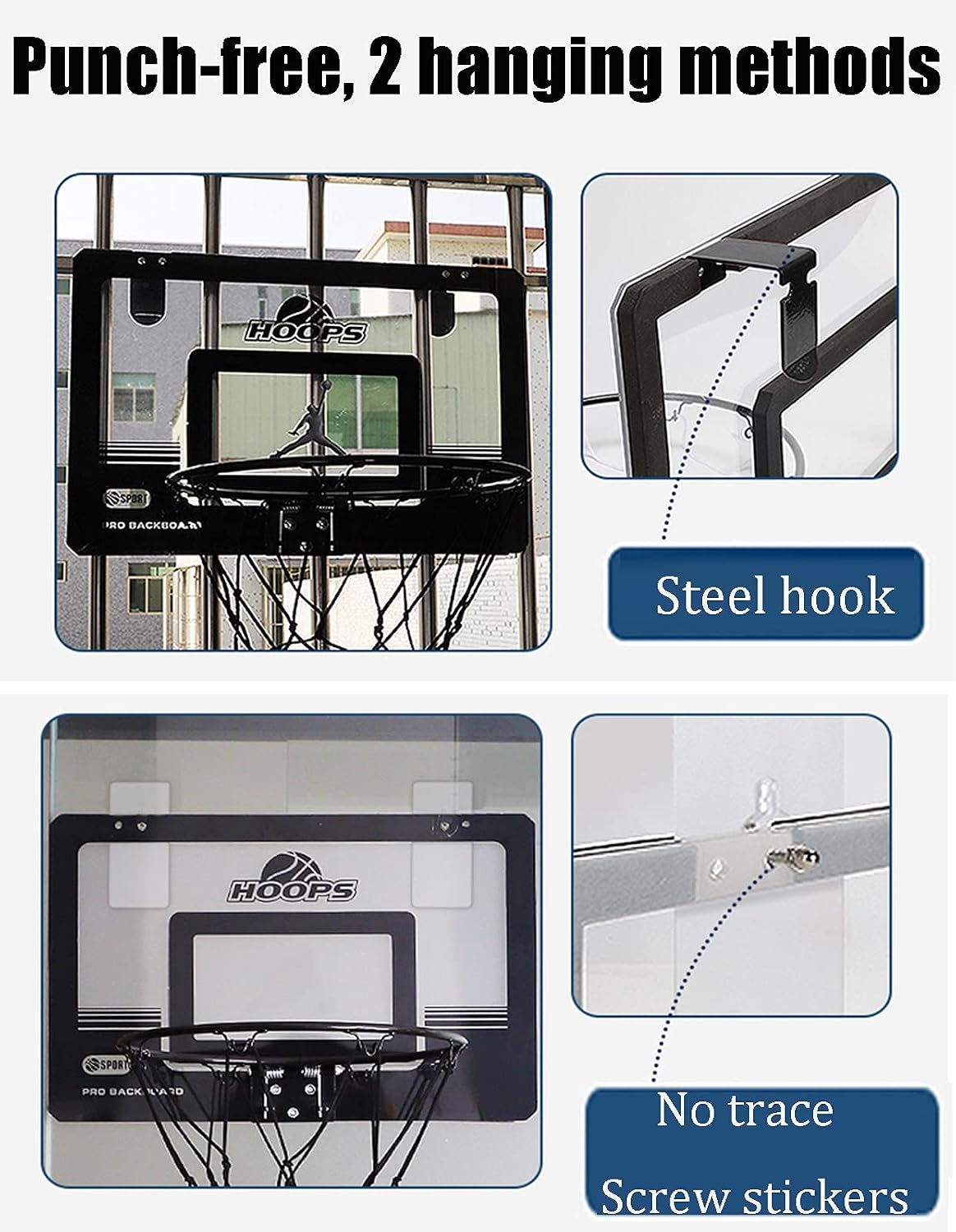 Basketball Rim Indoor Mini Basketball Hoop Set, Funny Adult Kids Basketball Board, Height Can Be Adjusted at Will (Color : Package 2)