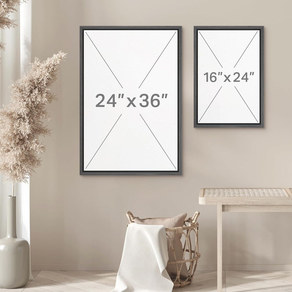 wall26 Framed Canvas Print Wall Art Set Minimalist Geometric Landscape Neutral Illustrations Fine Art Decorative Rustic for Living Room, Bedroom, Office - 16'x24'x3 Black