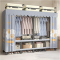 Portable Wardrobe Closets For Hanging Clothes, Foldable Clothe Rack With Cover, Metal Garment Rack For Hanging Rods, Clothing Coat Storage Rack, For Bedroom(Blue2,190cm/74.8inch)