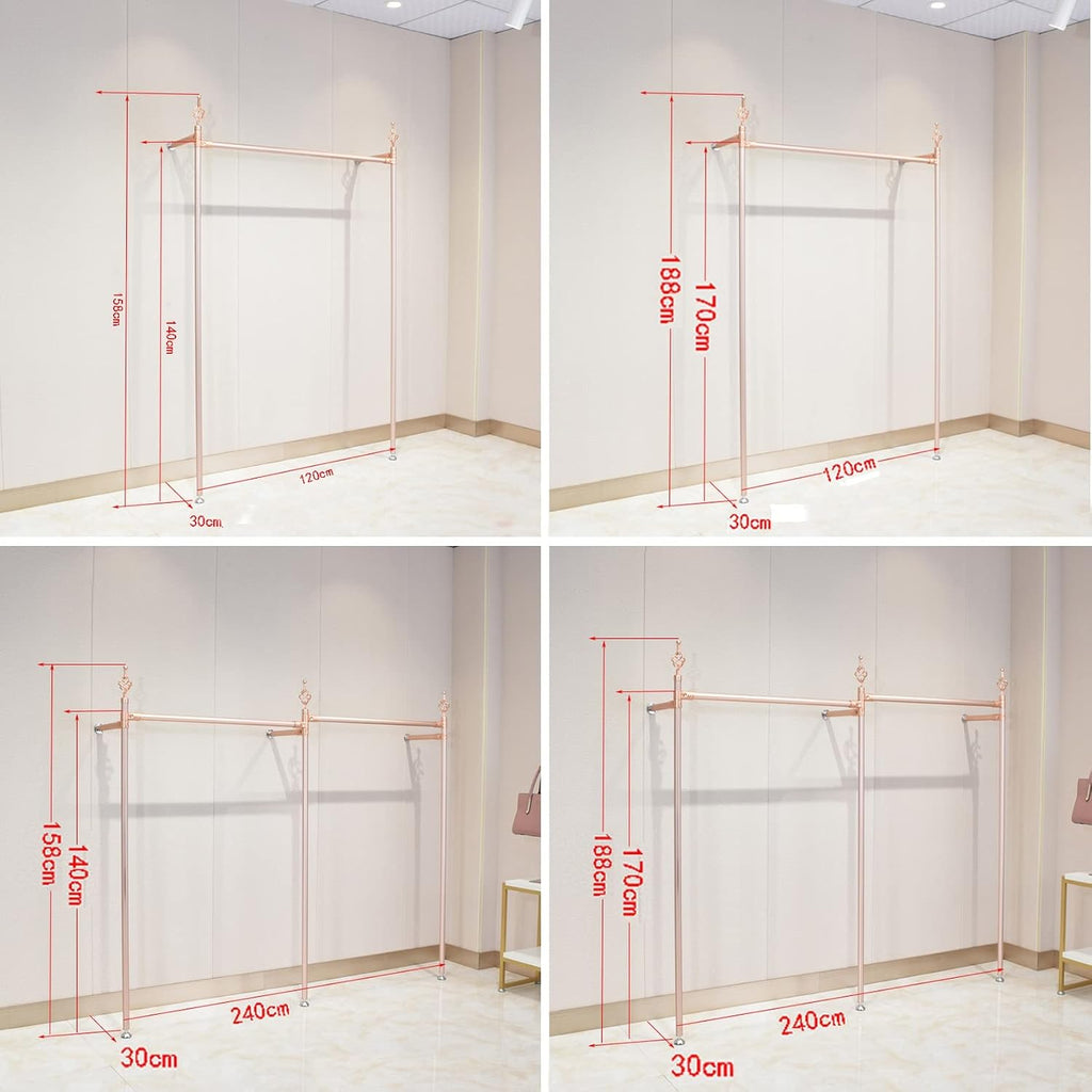 Clothing Rack Wall Mounted Display Clothes Clothing Store Garment Rack Hanger for Hanging Clothes,Commercial Multi-Functional Bedroom Organizer Storage Shel(A-120x30x188cm