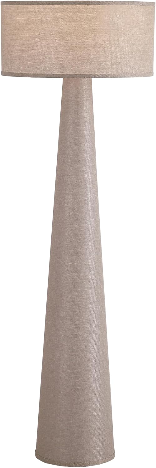 Floor Lamp - Branch and Wick – 59' Tall Standing Linen Lamp with Fabric Shade, LED Bulb Included – Elegant Corner Lamp for Living Room, Bedroom, Office - Taupe