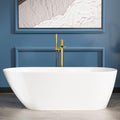 Sarlai 67 Inch Acrylic Freestanding Soaking Bathtub Contemporary Soaking White Tub Stand Alone Ergonomic Bathtub with Chrome Drain and Overflow