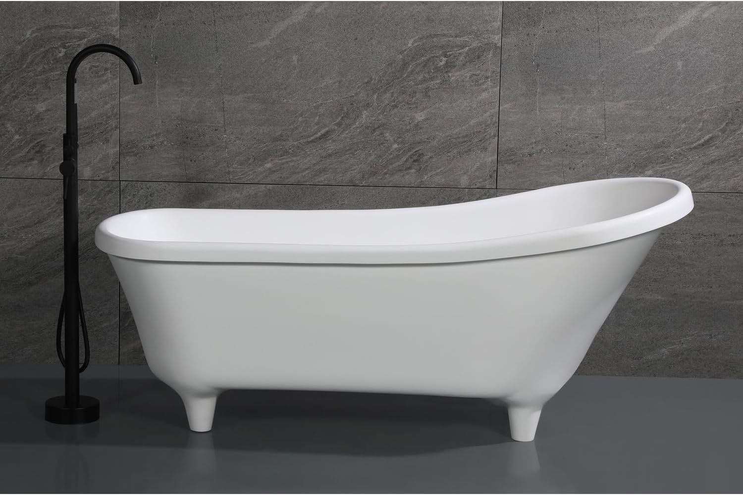 HomeStock 67' Clawfoot Bathtub - Solid Surface Resin Freestanding Tub - White