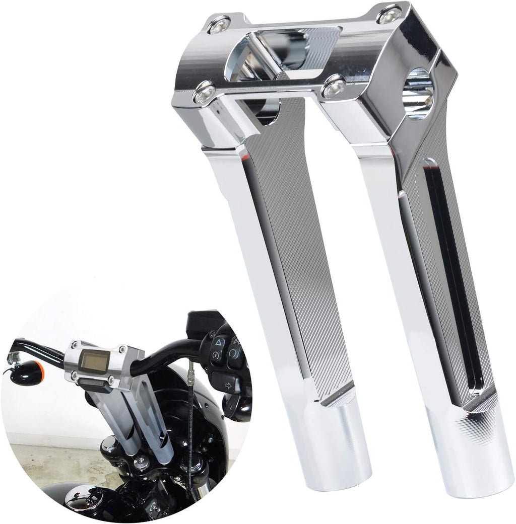 8 inch Tall Motorcycle Handlebar Risers 1 inch Clamp Round with Instrument Gauge Cutout, Handle Bar Riser Extension for Harley Sportster, Dyna, M8 Softail Street Bob Lowrider ST 2018-2022(Chrome)
