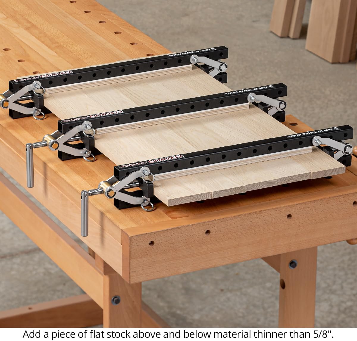 Woodpeckers Clampzilla 3.0, 38 Inch (4 Pack), 4-Way Panel Clamps for Glue-Ups on Cabinet Door Panels, Table Tops & Wood Panels, USA Made