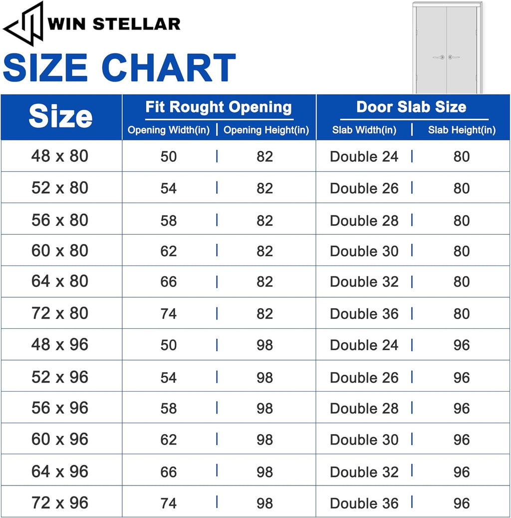 French Door 56' x 80' (Double 28' x 80') 5-Lite Clear Glass Door Slabs with Pre-Hung Jamb, Silver Hinges, Levers and Latch, White Primed, French Interior Doors with Frame, Swing Double Bedroom Doors