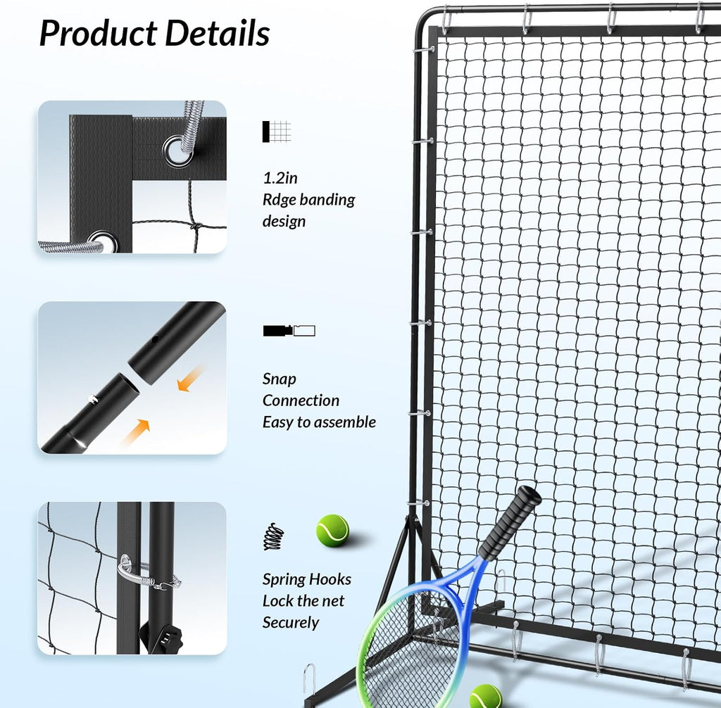 9.3*7.4ft Portable Tennis Rebounder Net, Tennis Practice Wall, Tennis Training Net for Tennis Racquet Sports Ball Pickleball, Tennis Backboard Net for Tennis Court Backyard Outdoor Training,