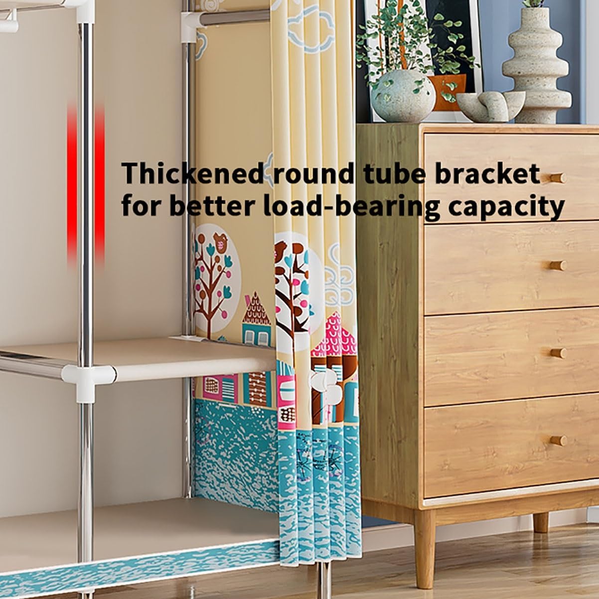 Garment Rack With Cover Heavy Duty Storage Wardrobe Closet With 3 Rods For Hanging Clothes, Closet Rack With 6 Shelves For Bedroom (Color : Blue A, Size : 245x45x172cm)
