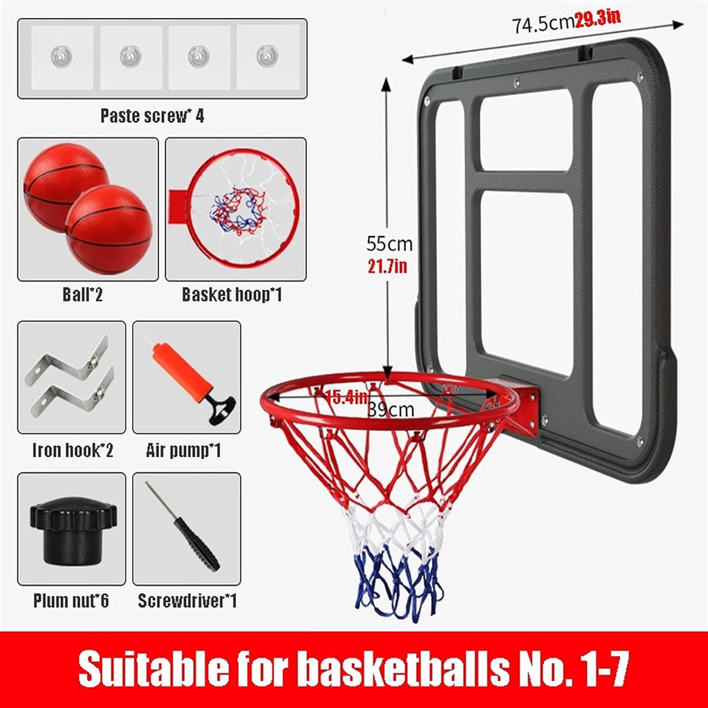 Mini Basketball Hoop Set for Kids Teens, Over The Door Wall Basketball Hoop, 2 Mini Basketballs and Net Hoops, Kids Gifts