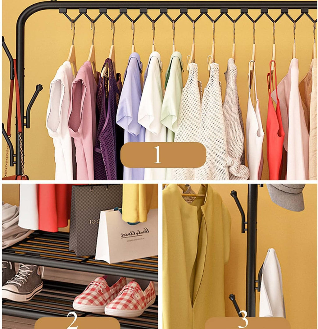 Drying Rack Clothing Foldable Small, White | Hanger Rack with Shelves, Heavy Duty, Windproof Hooks, Indoor Outdoor