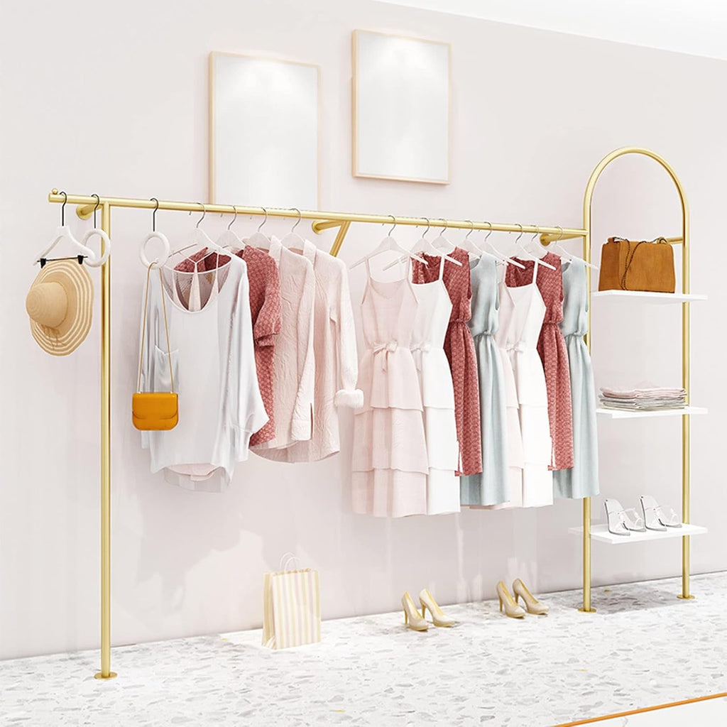 Wall Mounted Garment Rack,Clothing Store,Commercial Garment Rack,Heavy Duty Hanger for Hanging Clothes,Multifunctional Bedroom Organizer,Storage Rack (A-L200CM