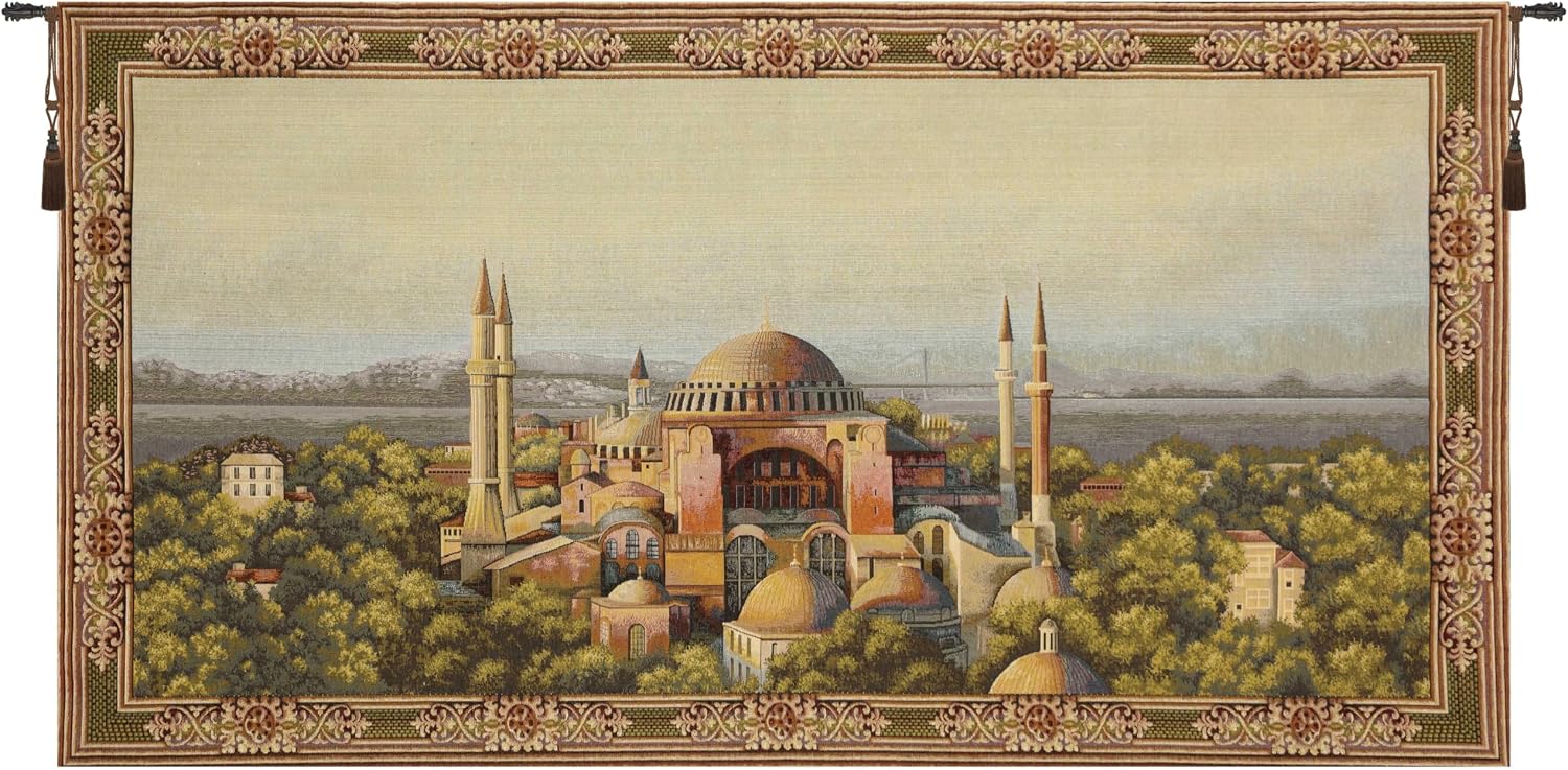 Charlotte Home Furnishings Hagia Sophia Tapestry, 27 x 55 Inch | Jacquard Woven, European Soft Cotton Fabric, Boho Style, Wall Hanging Art