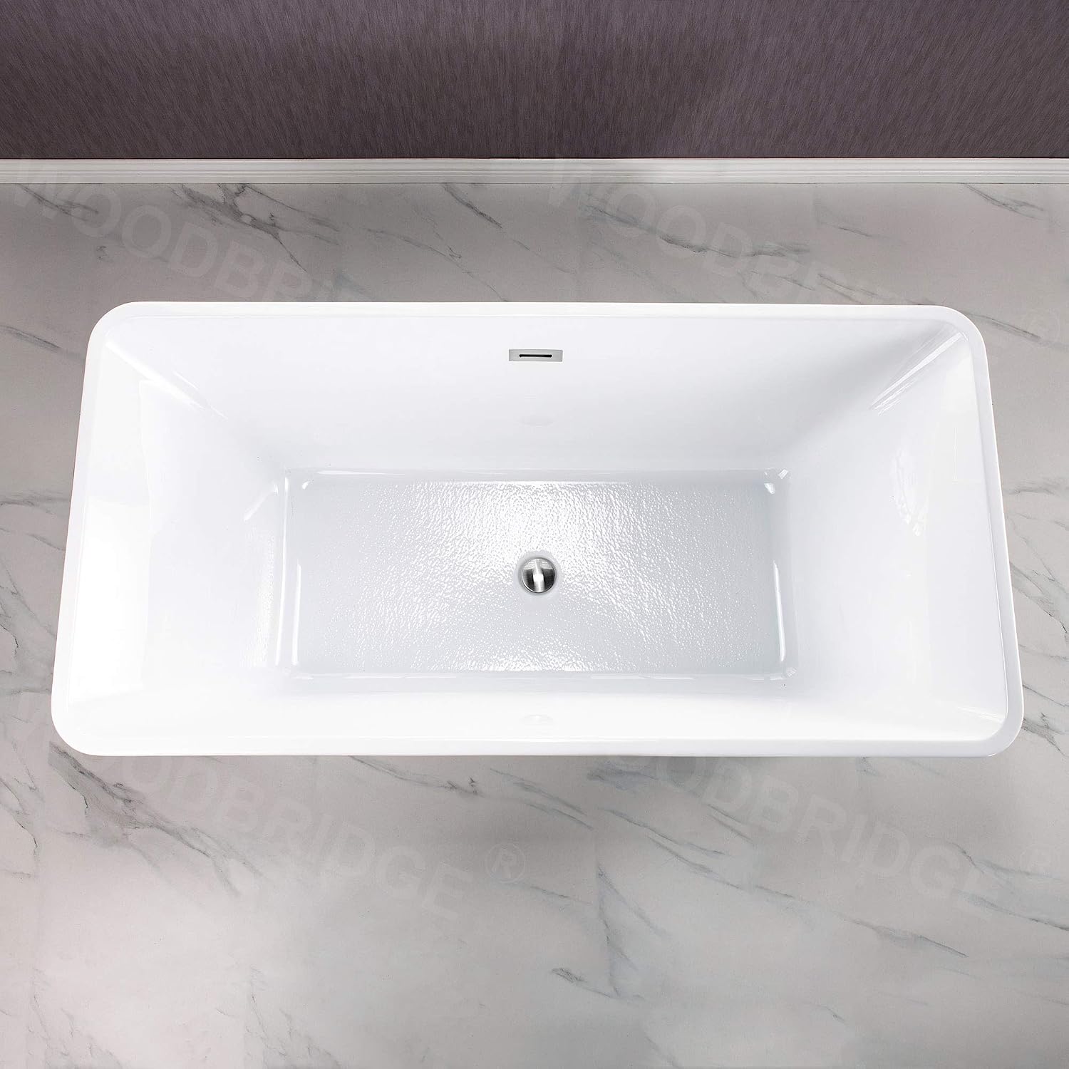 WOODBRIDGE 59'Freestanding White Acylic Soaking Bathtub with White Pillow,Drain and Overflow inChrome,BTA1509 -C-Drain &O+ Pillow