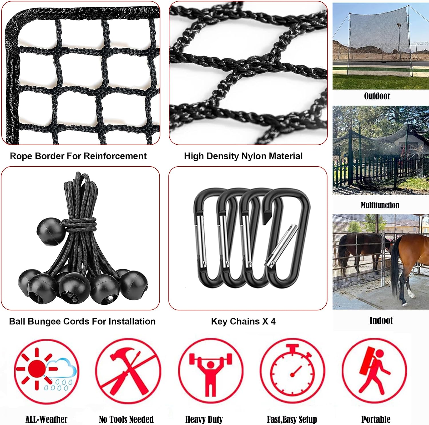 Golf Net,Golf Practice Net,Sports Netting,Sports Practice Barrier Net,Heavy Duty Ball Netting,DIY Ball Net for Golf, Baseball, Hockey, Soccer