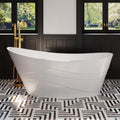 WELLFOR 67' Freestanding Acrylic Bathtub with Drain and Integrated Slotted Overflow, Soaking Bath Tub with Predrilled Overflow Holes, Soaking Bath Tub 58 Gallons Capacity, Glossy White
