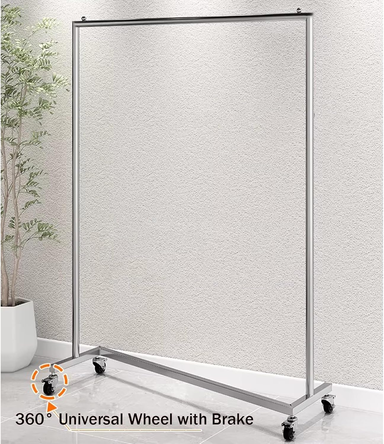 Garment Rack Z-Base Clothes Rack With Wheels, Heavy Duty Clothing Rack 450lb Load, Commercial Grade Clothes Rail For Boutiques, Stainless Steel Single Rod Coat Rack For Bedrooms, S(Size:100X40X160CM)
