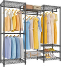 VIPEK V5 Medium Portable Closet Wardrobe Heavy Duty Clothes Rack, Freestanding Closet Metal Clothing Rack with 4 Hang Rods & 8 Shelves, Adjustable Custom Closet Rack, 56.7' Lx15.7 Wx76.4 H, Black