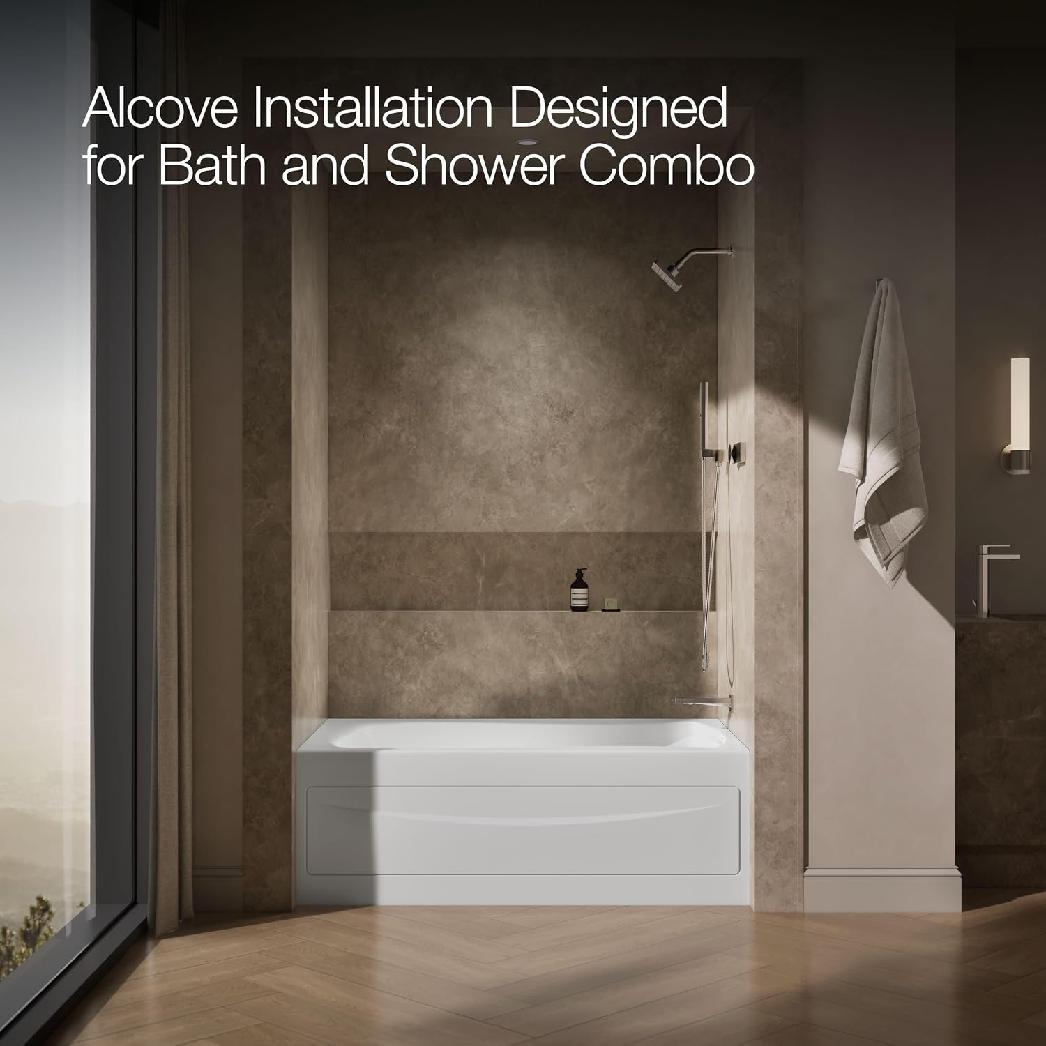 KOHLER K-1239-GHRA 60' X 36' Integral Apron Heated Bubblemassage™ Air Bath With Right-Hand Drain