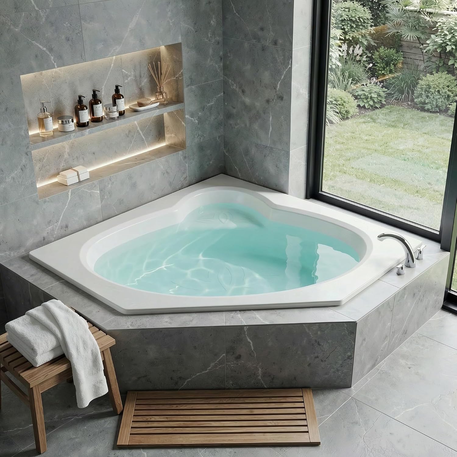 ANZZI 62' x 82' Soaker Corner Drop-In Bathtub - White - Rana AZ6060SS