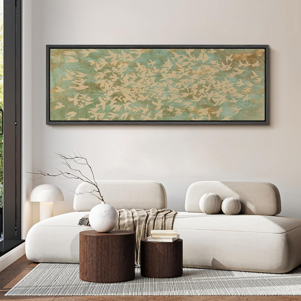 MUDECOR Large Framed Canvas Print Wall Art Vintage Botanical Floral Tapestry Ornamental Garden Antique Retro Ready to Hang Painting for Living Room Bedroom Multi-Sizes - 60'x20'