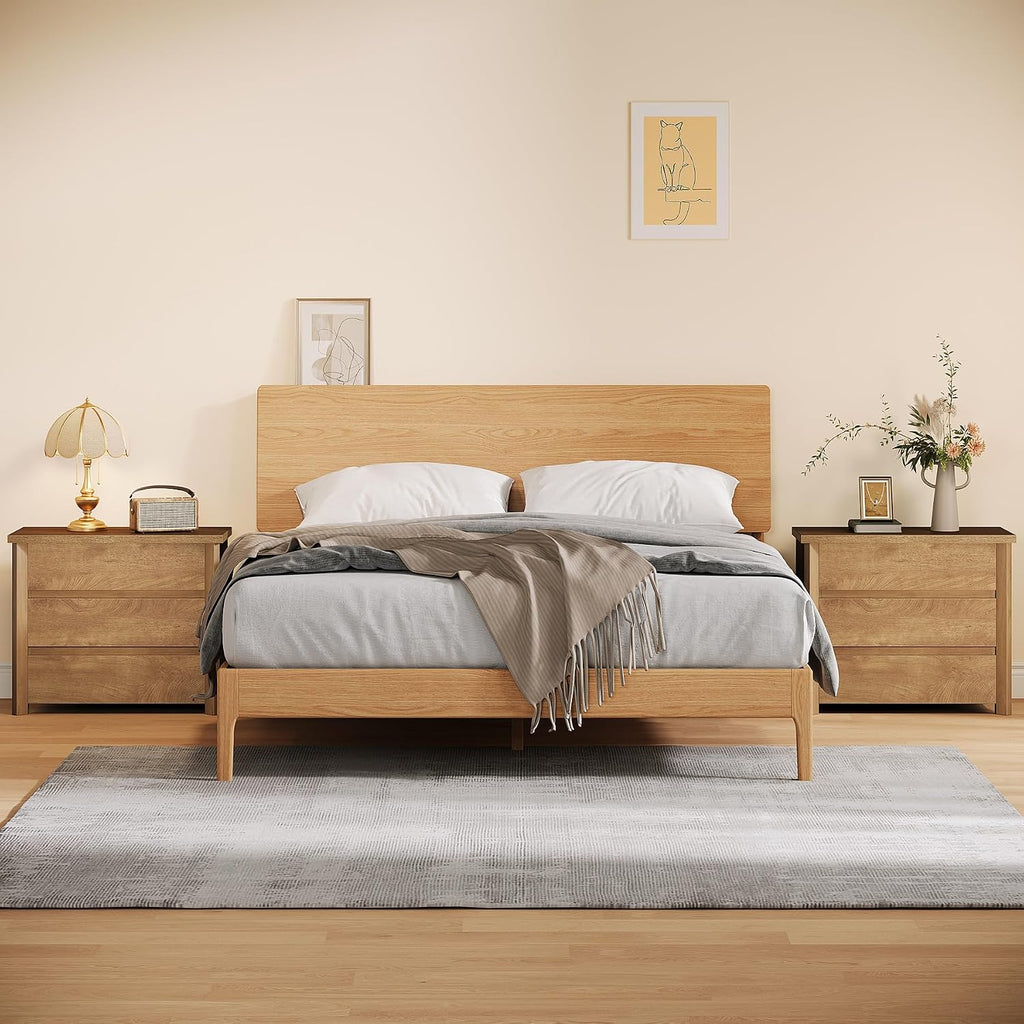 Tribesigns Oversized 3 Drawers Nightstand, Large Rustic Wood Night Stands with Storage for Bedroom and Small Spaces, Easy Assembly, Rustic Brown (1PCS)