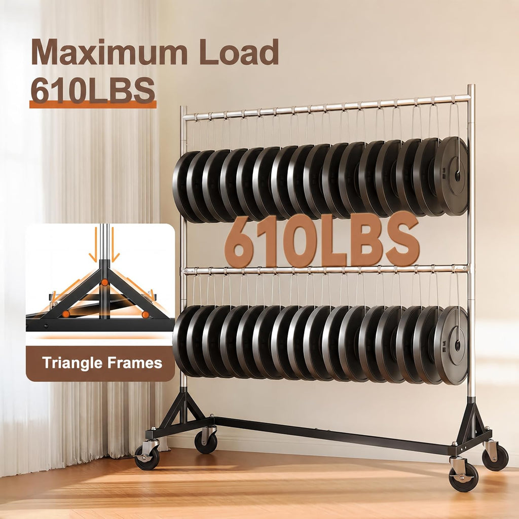 HOKEEPER Clothes Rack, Z Rack Heavy Duty Clothing Rack Commercial Garment Rack for Hanging Clothes with Wheels Hold 610 LBS Rolling Portable Z Rack for Bedroom, Laundry 23' D x 63' W x 86' H, 2Pack