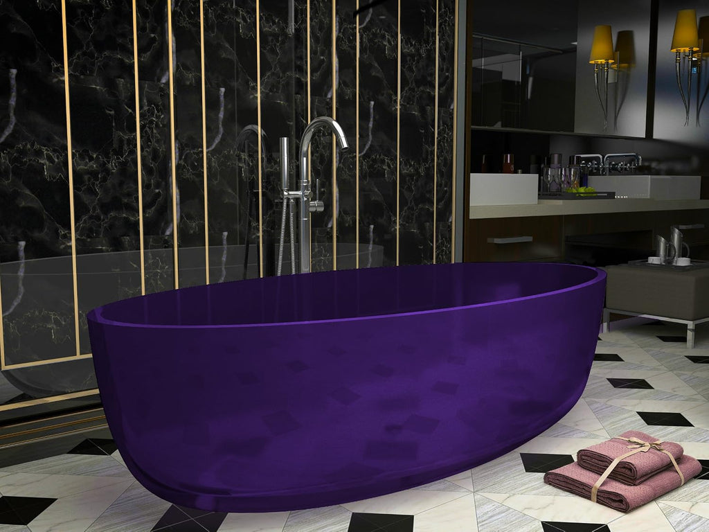 ANZZI 67' Flat Bottom Man Made Stone Freestanding Bathtub - Translucent Evening Violet - Opal Series FT-AZ522-PU