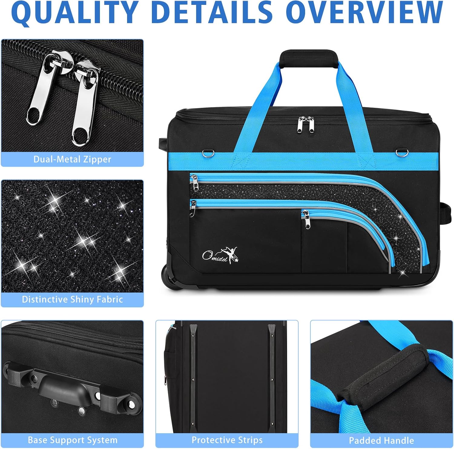 Dance Bag with Garment Rack, 23' Rolling Dance Suitcase Competition Duffle Bag with Garment Rack & Wheels | Versatile Compartments, Upgraded Stable System for Dance Shows, Travel, Cheer, Recital