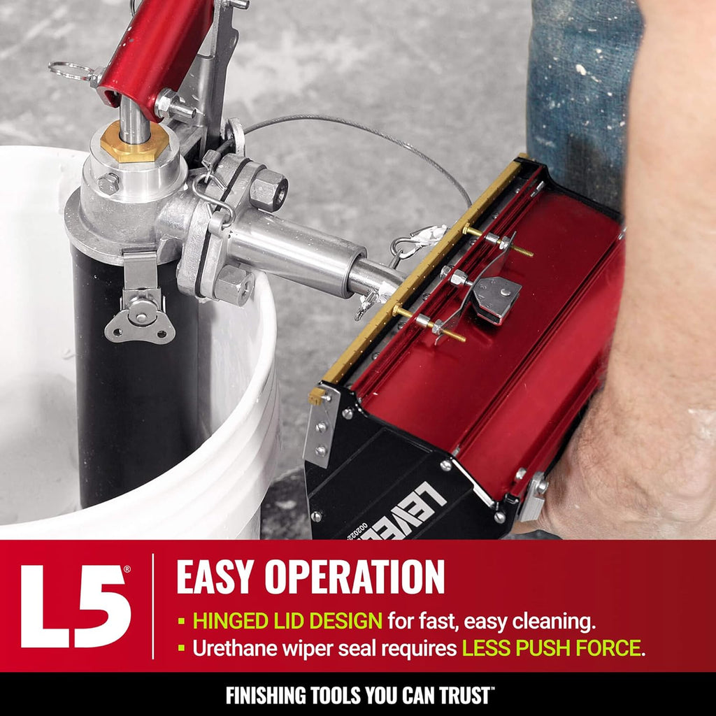 12-Inch Drywall Flat Finishing Box + Handle - LEVEL5 | Pro-Grade | Quick Clean | Gyprock Plasterboard Wallboard Sheetrock Mud | 4-566