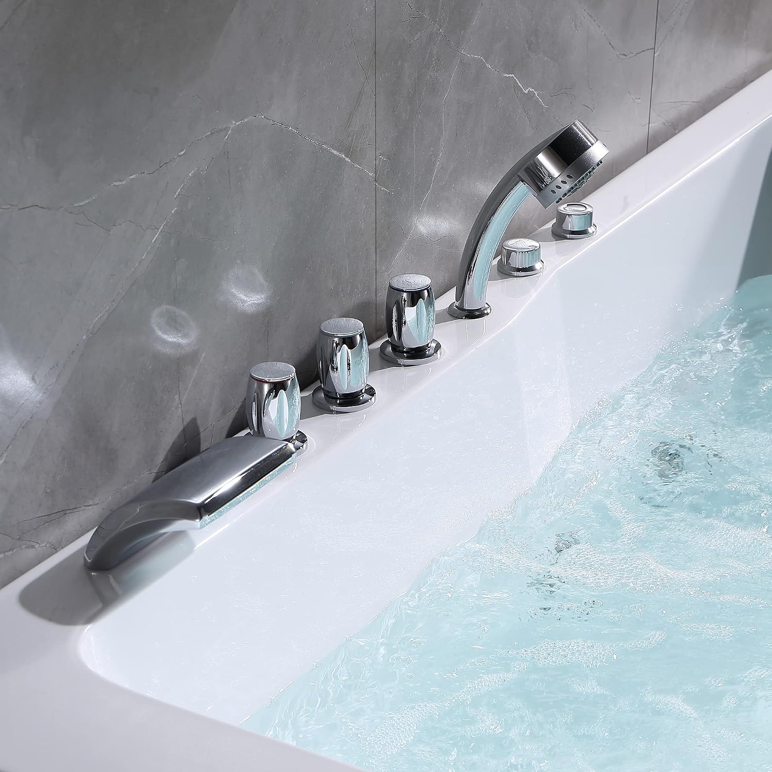 Empava 2 Person Whirlpool Bathtub,71' Whirlpool Tubs with 16 Jets,Jetted bathtub,Acrylic SPA Bath Tub,2 Person Hydro Massage Bathtub with Right Drain,3-Side Apron,White