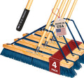 4-Pack - 24' Heavy Duty Outdoor Push Broom with 60' Handle. Ideal for Asphalt, Concrete & Heavy Debris. Durable American Made Steel Brackets-Stainless Steel Hardware. No Plastic. 100% USA Made