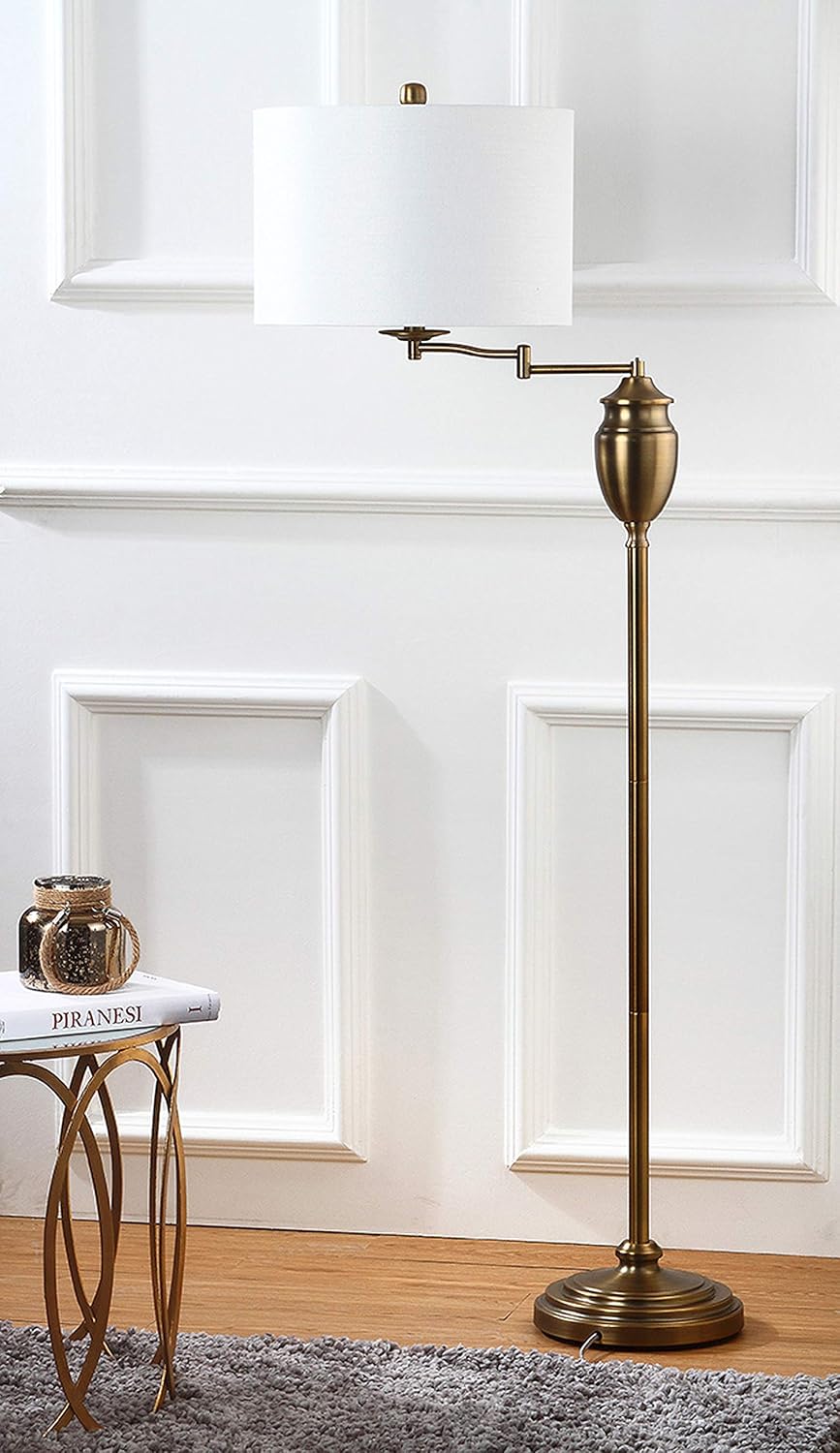 SAFAVIEH Lighting Collection Antonia Traditional Farmhouse Swivel Swing Arm Gold 60-inch Living Room Bedroom Home Office Standing Floor Lamp (LED Bulb Included)
