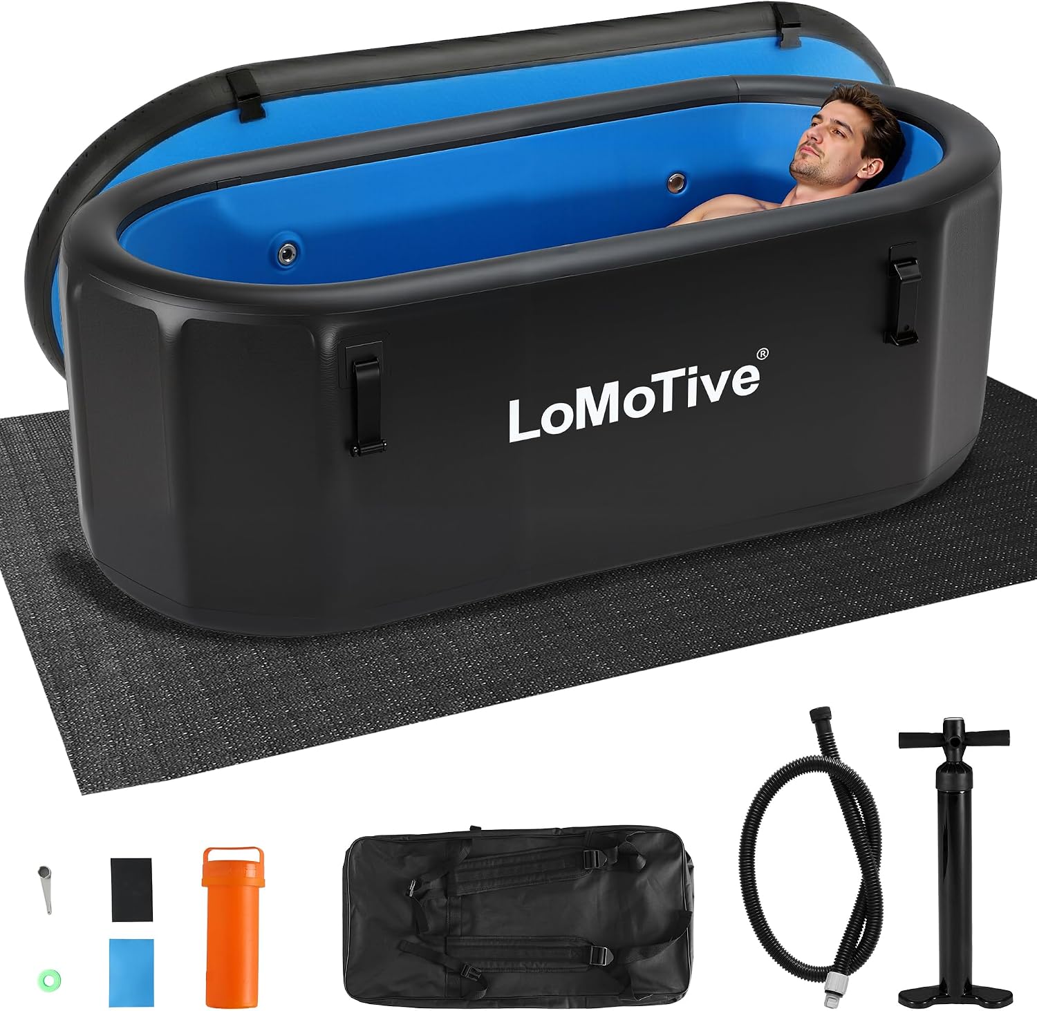 Professional Cold Plunge Tub for Athletes Recovery,67'L x 31'W x 29'H | 4' Thick,225 Gallon Ice Bath Tub with Lid,Compatible with Chillers,Inflatable,Portable, Outdoor & Indoor Use