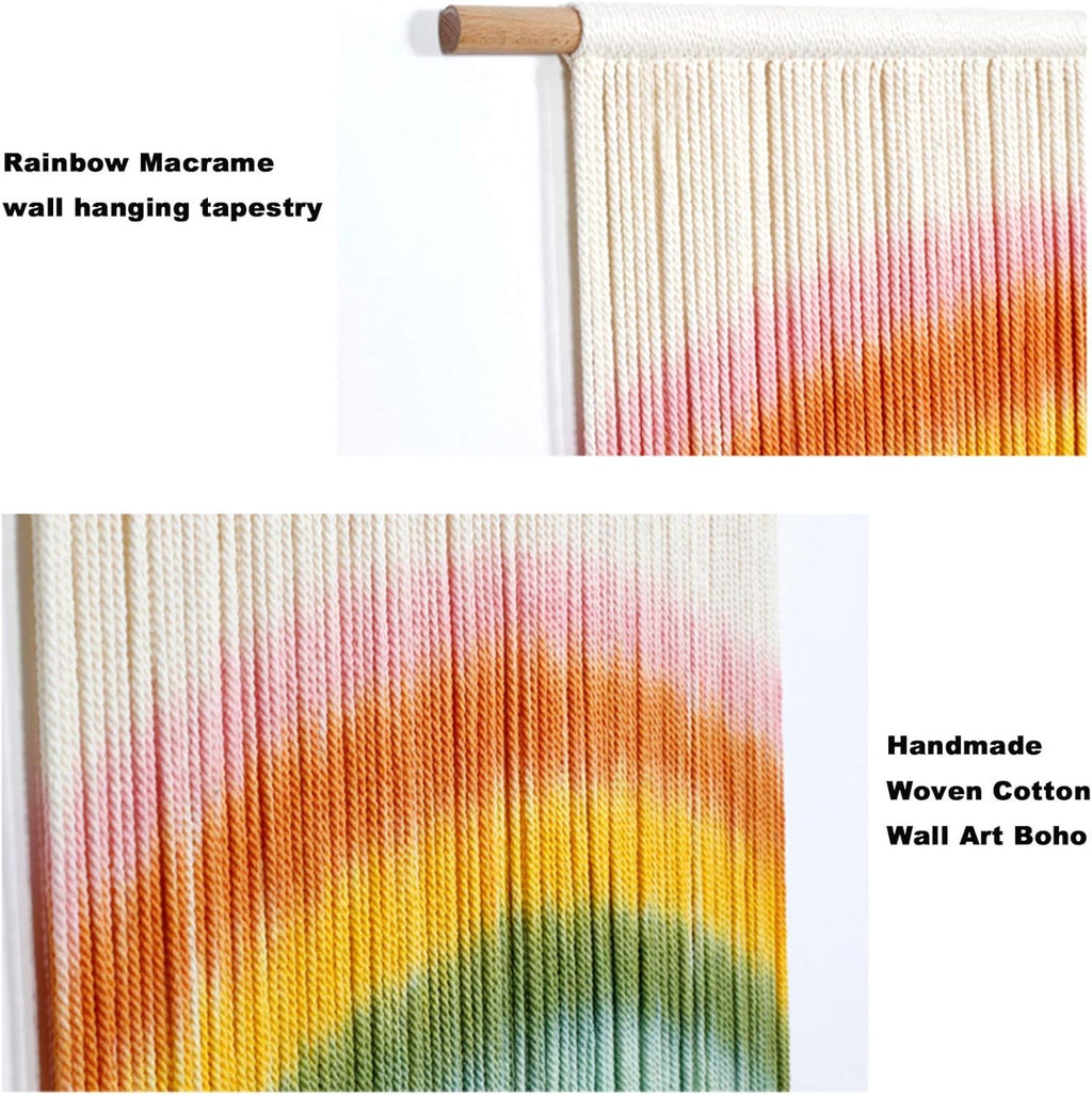 Handmade Macrame Wall Hanging Tapestry Dyeing Driftwood Decor,Handmake Dyed Macrame Tapestries Wall Art Woven Home Decoration (H 60x50cm)