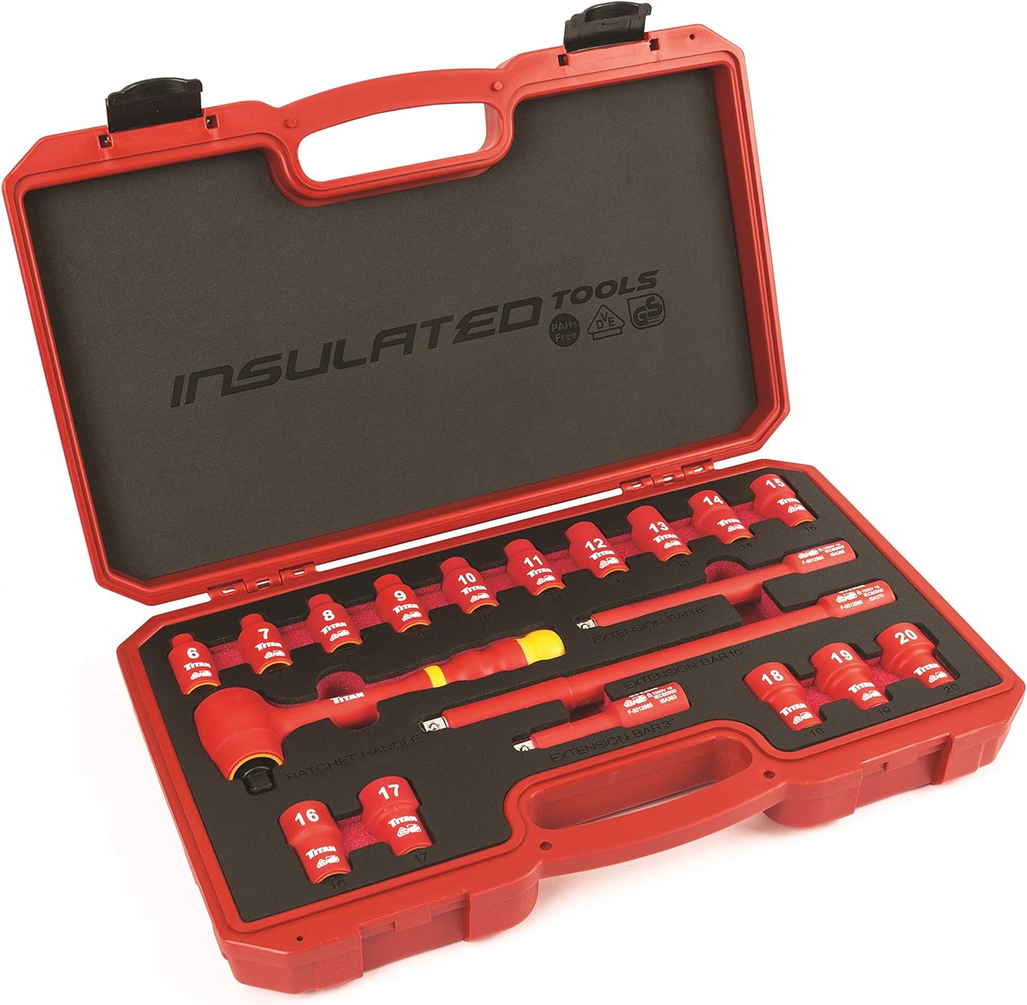Titan 68100 19-Piece 3/8-Inch Drive VDE Insulated Socket Set and Wiha 32592 Torx Screwdriver Set With SoftFinish Handle, 10 Piece