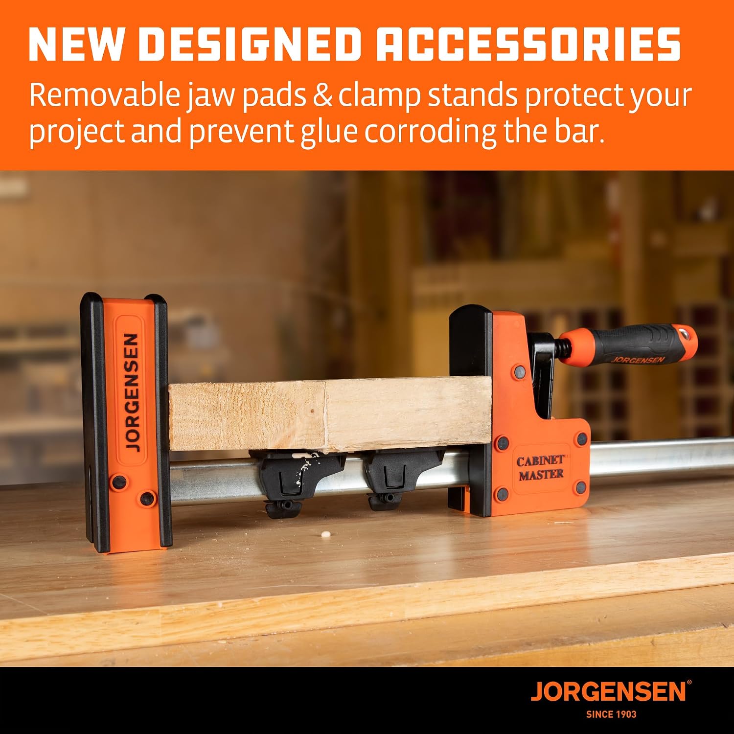 JORGENSEN 50-Inch Parallel Bar Clamp, Heavy-Duty Cabinet Master Clamp for Woodworking Glue-Up, 2200 lbs Force, Quick Release, Spreader Function, 2-Pack