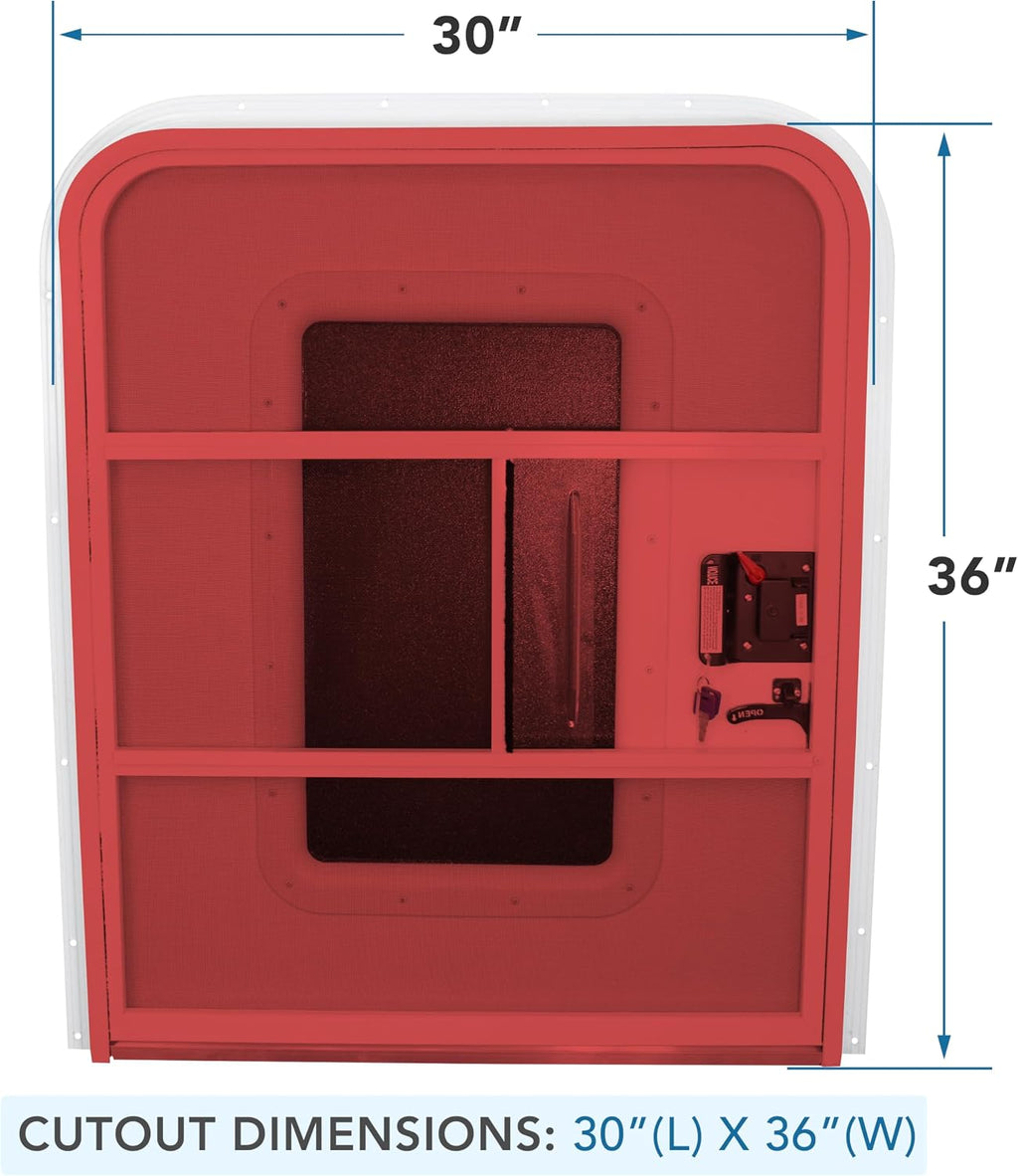 Teardrop 30' X 36' Face Mount Foam Core Passenger Side Door with Radius Corners on Top and Square Bottom with Screen Door (30'(W) X 36'(H) Pass Side, White)
