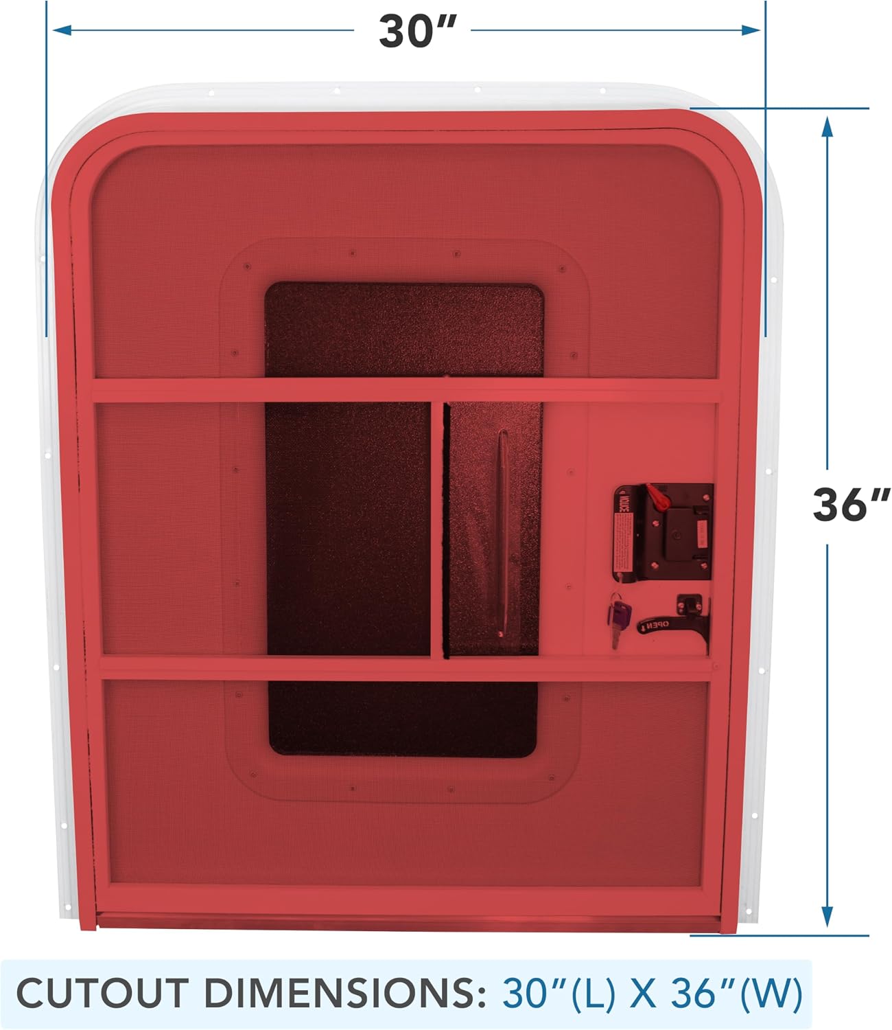 Teardrop 30' X 36' Face Mount Foam Core Passenger Side Door with Radius Corners on Top and Square Bottom with Screen Door (30'(W) X 36'(H) Pass Side, White)