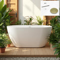 FerdY 55' Acrylic Freestanding Bathtub, Contemporary Soaking tub with Brushed Gold Drain, Elegant Oval Shape, cUPC Certified, Bali