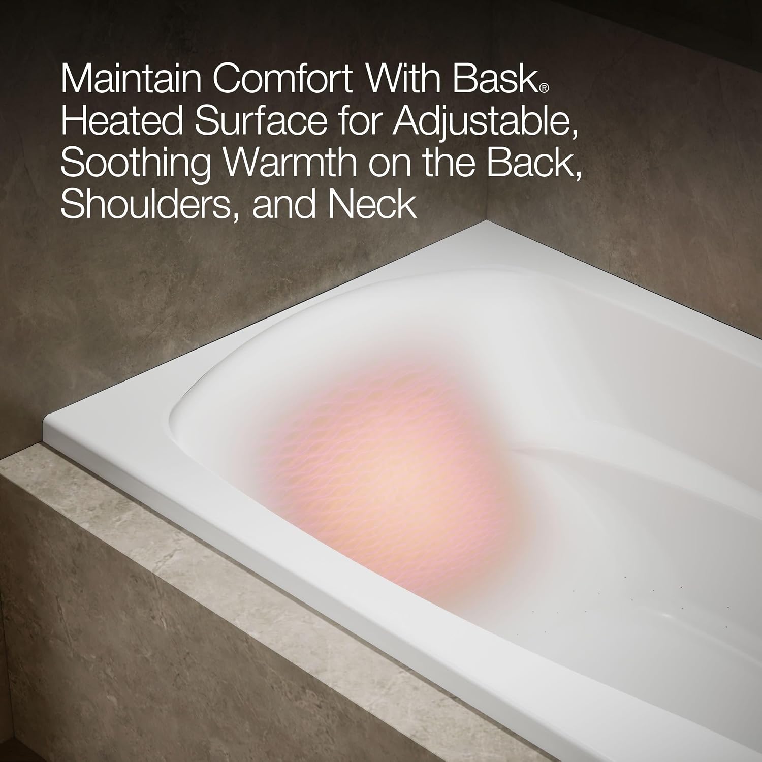 KOHLER K-1257-GHRW 72' X 36' Integral Flange Heated Bubblemassage™ Air Bath With Bask® Heated Surface And Right-Hand Drain