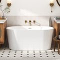 FerdY Luzon 55' Acrylic Freestanding Bathtub, Classic Oval Shape Soaking Bathtub with Toe-Tap Chrome Drain and Classic Slotted Overflow Included, Modern White, cUPC Certified