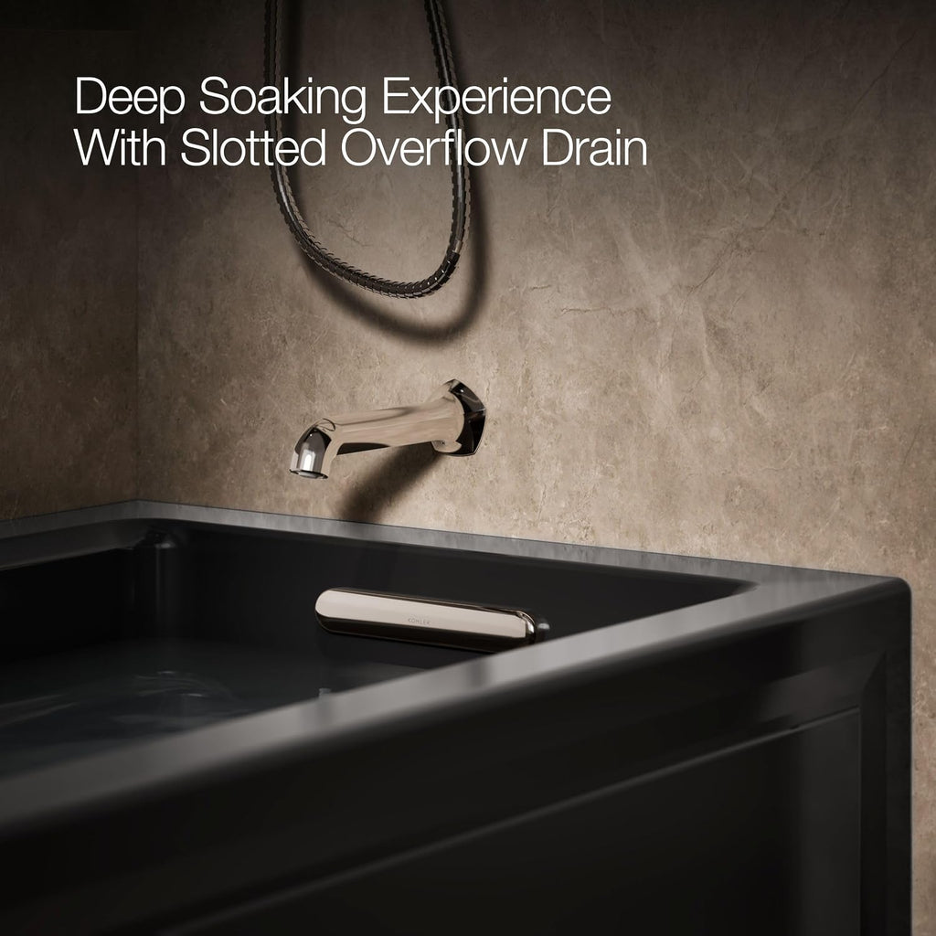 Kohler K-1122-RA-7 Archer 5Ft Whirlpool with Comfort Depth Design, Integral Apron and Right-Hand Drain, Less Heat, Black Black