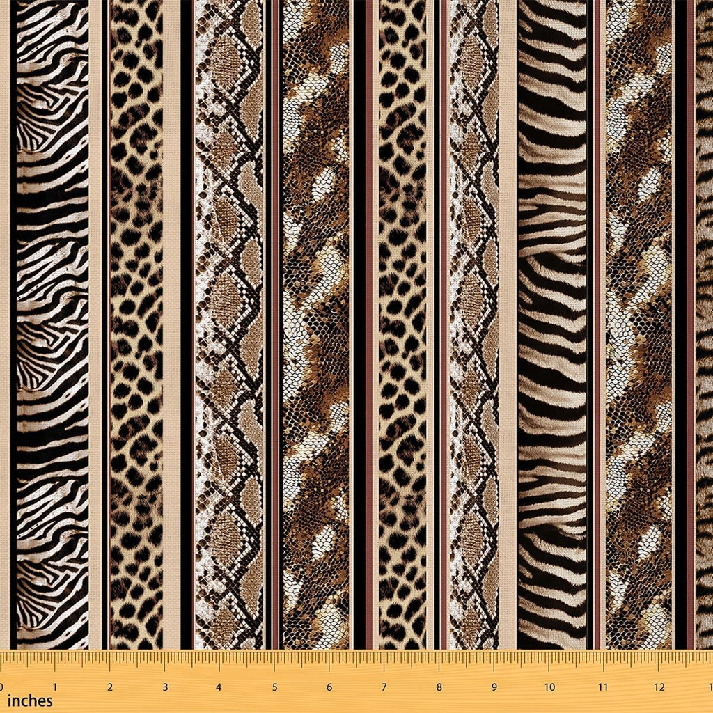 Castle Fairy Animal Skin Stripes Print Fabric by The Yard Cheetah Zebra Snake Tiger DIY Craft Hobby Retro Stripe Decorative Soft Flannel Polyester No Stretch,10 Yards