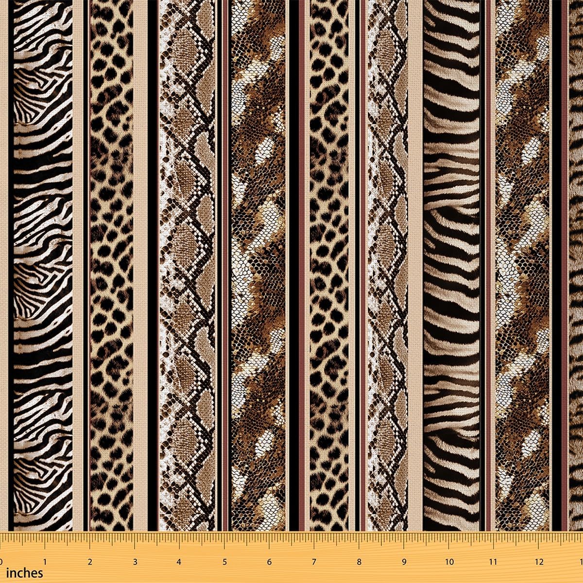 Castle Fairy Animal Skin Stripes Print Fabric by The Yard Cheetah Zebra Snake Tiger DIY Craft Hobby Retro Stripe Decorative Soft Flannel Polyester No Stretch,10 Yards