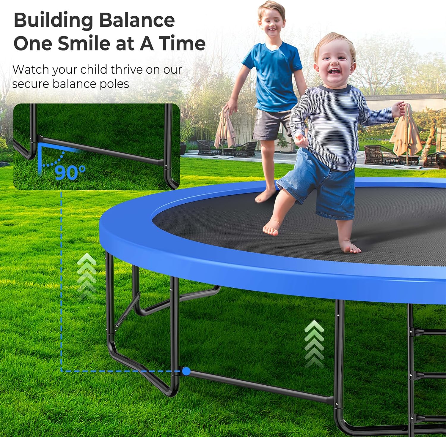 Lyromix 12 14 15 16FT Outdoor Trampolines for Kids and Adults, Pumpkin Trampolin with Curved Poles, Recreational Trampolin with Basketball Hoop and Safety Enclosure Net for Kids and Adults