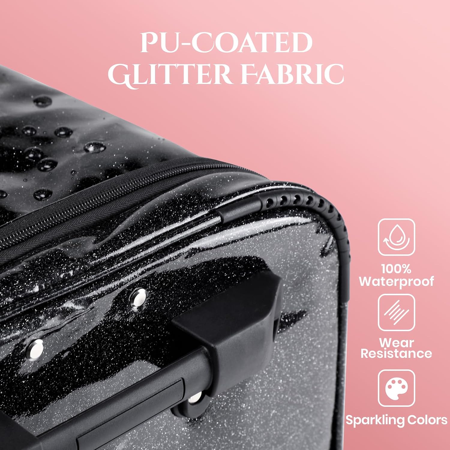 Fanwoli 23' Dance Bag with Garment Rack | Glittering Waterproof Fabric & Upgraded Stable System | Shine-Bright Collection | Ideal Competition Duffle Bag for Dancer Athlete Livestreamer | Sparkle Black