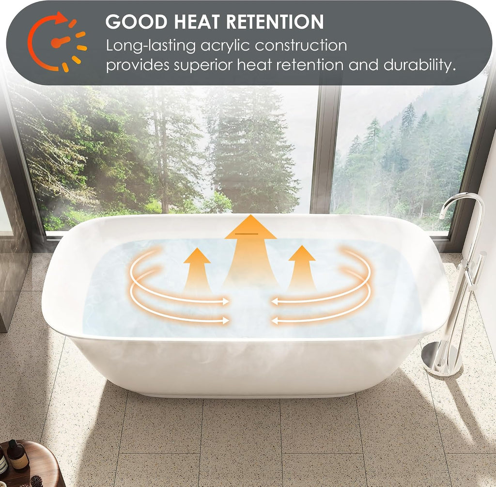 Sarnia 67' x 32' Flatbottom Freestanding Acrylic Soaking Bathtub in Glossy White